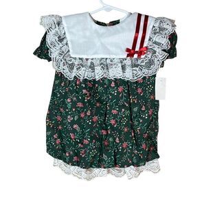 Vintage Jill Lynn Toddler‎ Girl Green flower print dress size 24 months